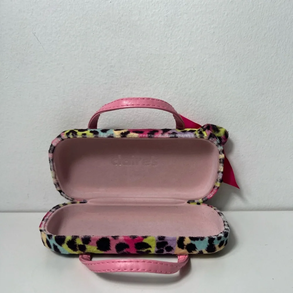Claire's Club Kitty Cat Animal Cheetah Leopard Print Eye Glasses Sunglasses Case